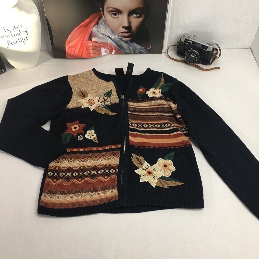 Vintage 90s Erika Zip Cardigan | Cotton Blend · Heritage Cabin / Tapestry Floral